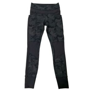 Lululemon Leggings Womens 4 Black Camo Fast Free High Rise Athletic Gym Training
